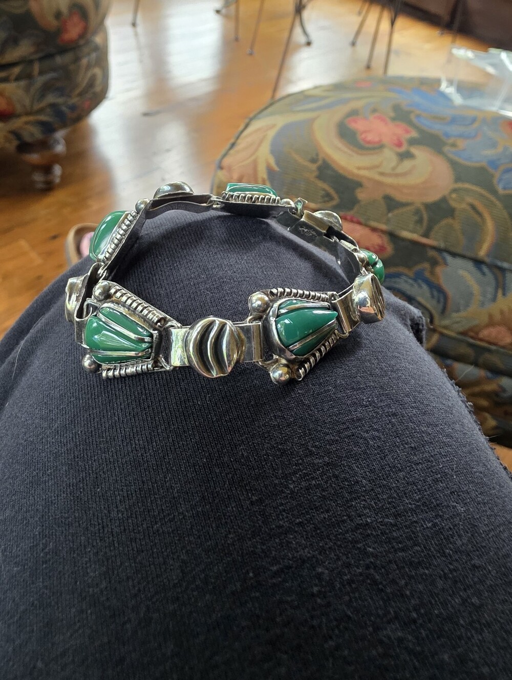🟩Vintage Mexican Silver .925 And Green Onyx Women's Bracelet